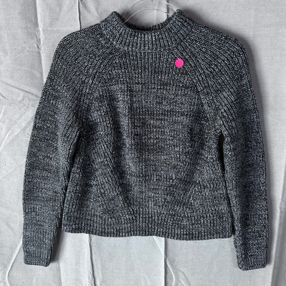 Marine Layer Womens Black White Marled Cotton Chunky Knit Mock Neck Sweater M